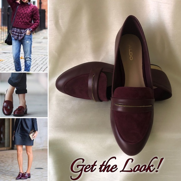 Bordeaux Claurinda Loafers with Gold Accents - Picture 1 of 8